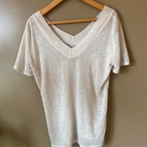 Linen blend V neck